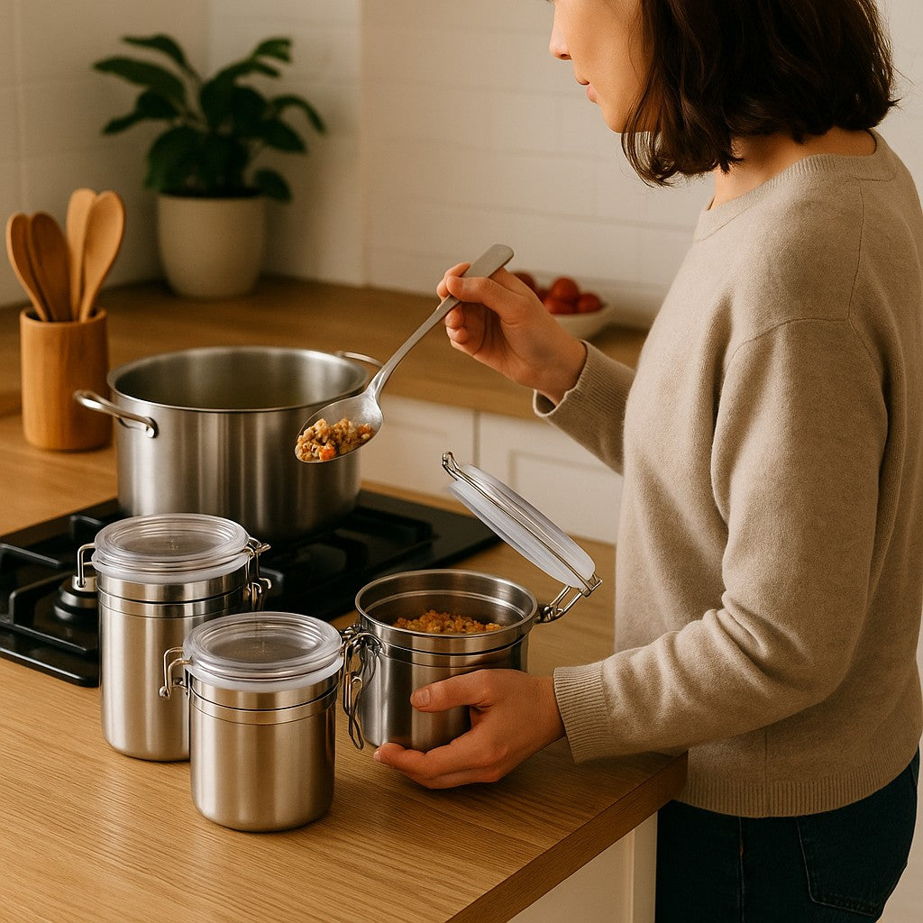 Round Stainless Steel Jar with Acrylic Lid & Lock (4 pack) - Premium Food Storage Boxes from Chabrias Ltd - Just £44.99! Shop now at Chabrias Ltd