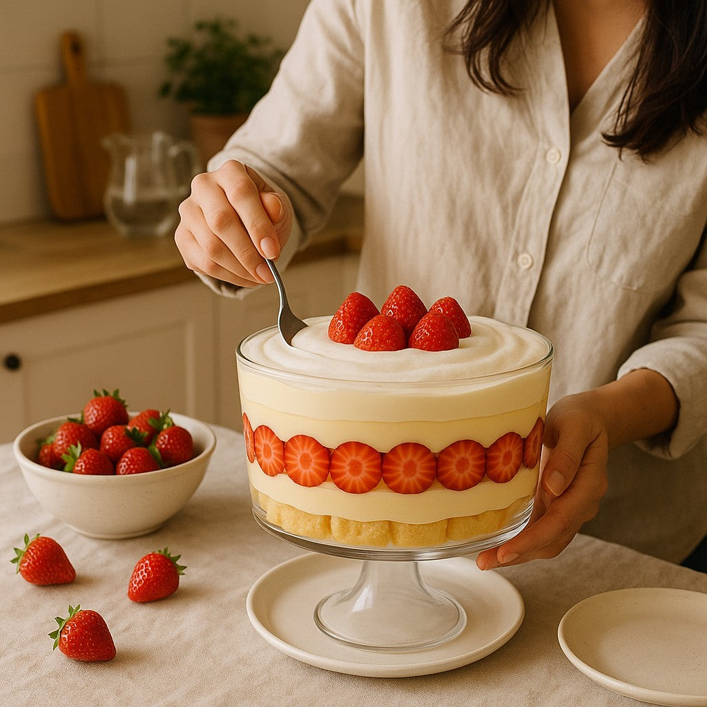 Footed Trifle Bowl Thick Glass, 2L - Premium Kitchen from Chabrias Ltd - Just £23.99! Shop now at Chabrias Ltd