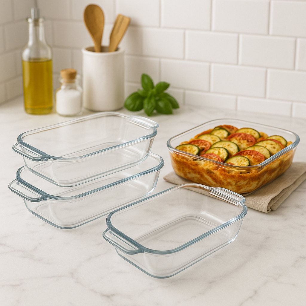 Glass Bakeware Set - Loaf Pan, Cake dish, Baking Dish (3 pack) - Premium Glassware from Chabrias Ltd - Just £44.99! Shop now at Chabrias Ltd