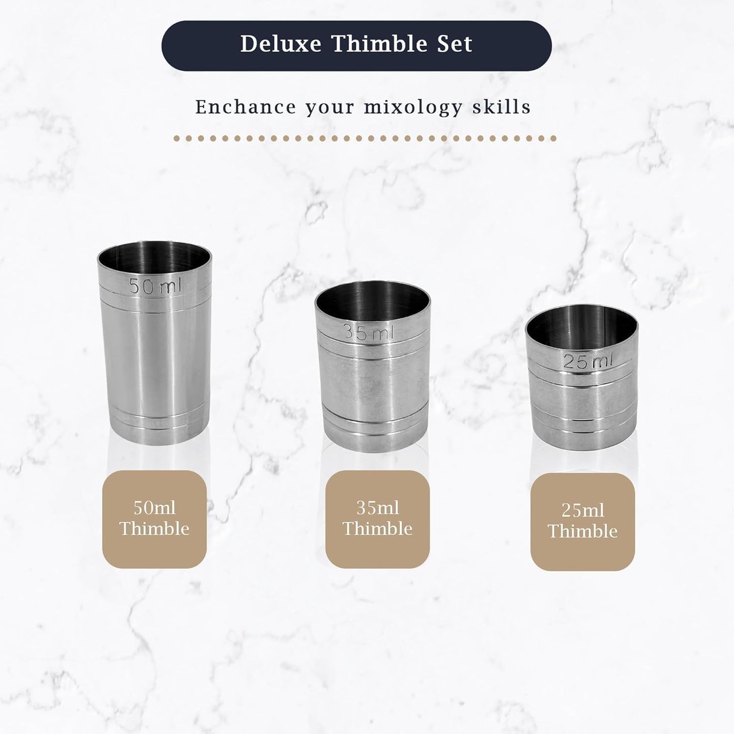 Stainless Steel Thimble Measure 25ml, 35ml, 50ml, Drinks Measure, Government Stamped - Premium Kitchen from Chabrias Ltd - Just £9.99! Shop now at Chabrias Ltd