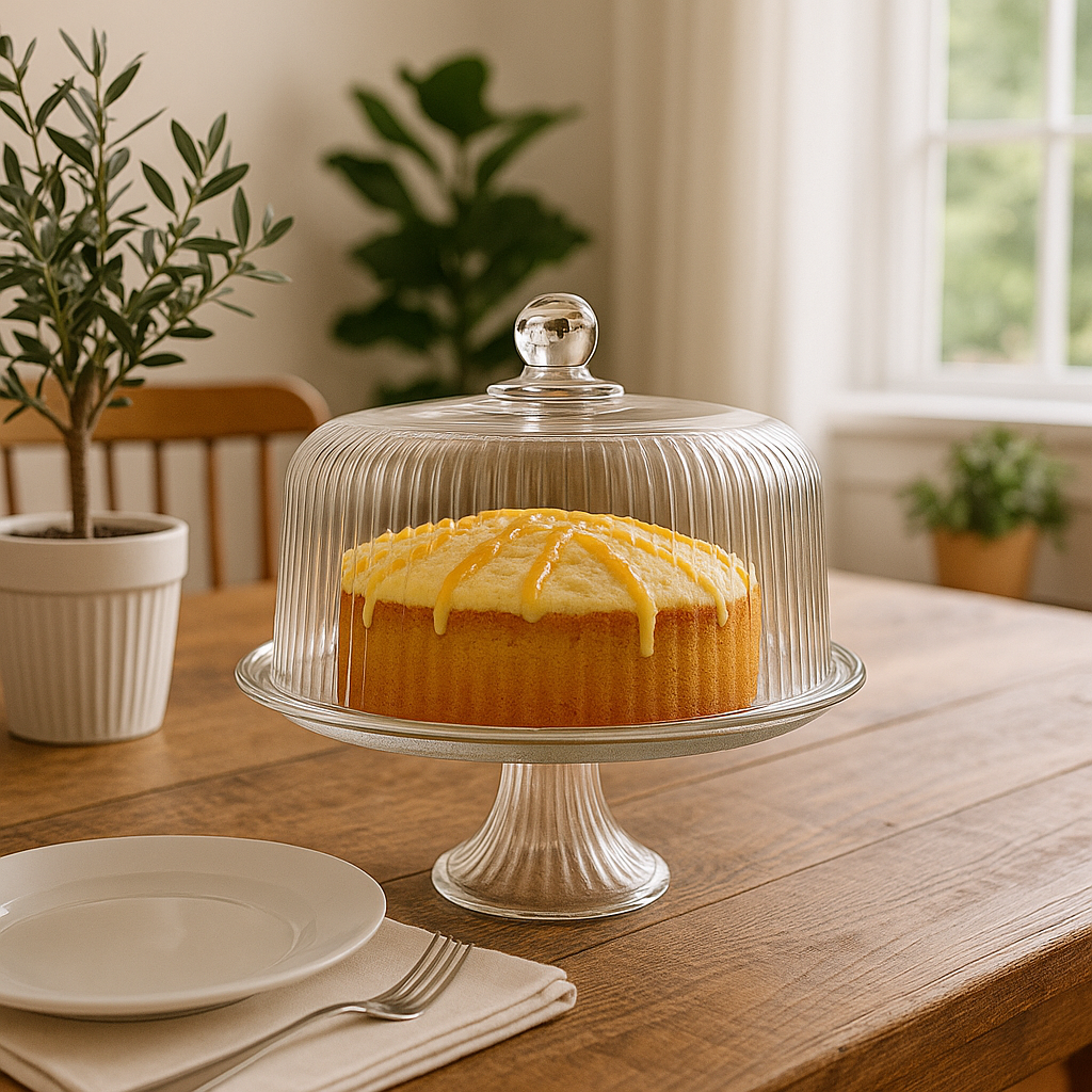 Monaco Cake Stand with Dome Plateau with Bell Jar, 28cm - Premium Home from Chabrias Ltd - Just £44.99! Shop now at Chabrias Ltd