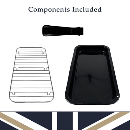 Vitreous Enamel Grill Pan, Handle & Wire Rack, Large (40cm) - Premium Kitchen from Chabrias Ltd - Just £16.99! Shop now at Chabrias Ltd