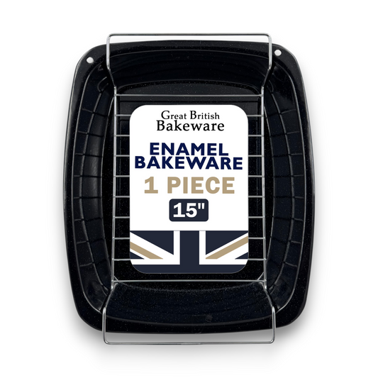Vitreous Enamel Roasting Tray, Large With Rack (38cm) - Premium Home from Chabrias Ltd - Just £14.99! Shop now at Chabrias Ltd