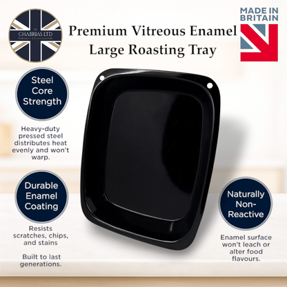 Vitreous Enamel Roasting Tray, Large (38cm) - Premium Kitchen from Chabrias Ltd - Just £13.99! Shop now at Chabrias Ltd