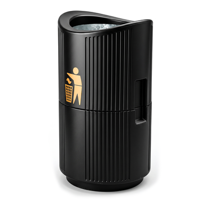 94 Litre Outdoor Open Litter Bin with Galvanised Steel Liner - Heavy Duty Weatherproof Public Street Waste Bin - UK Made