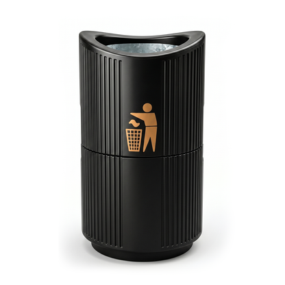 94 Litre Outdoor Open Litter Bin with Galvanised Steel Liner - Heavy Duty Weatherproof Public Street Waste Bin - UK Made