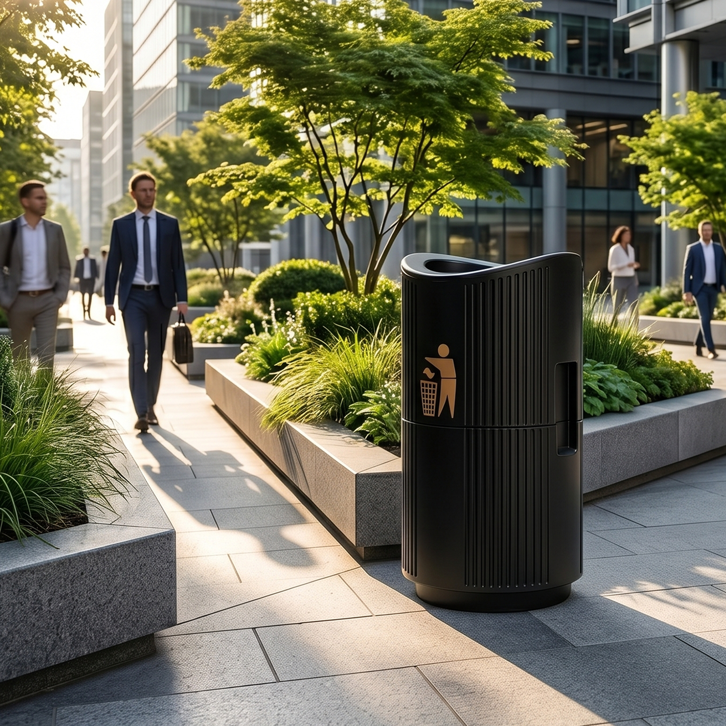 94 Litre Outdoor Open Litter Bin with Galvanised Steel Liner - Heavy Duty Weatherproof Public Street Waste Bin - UK Made