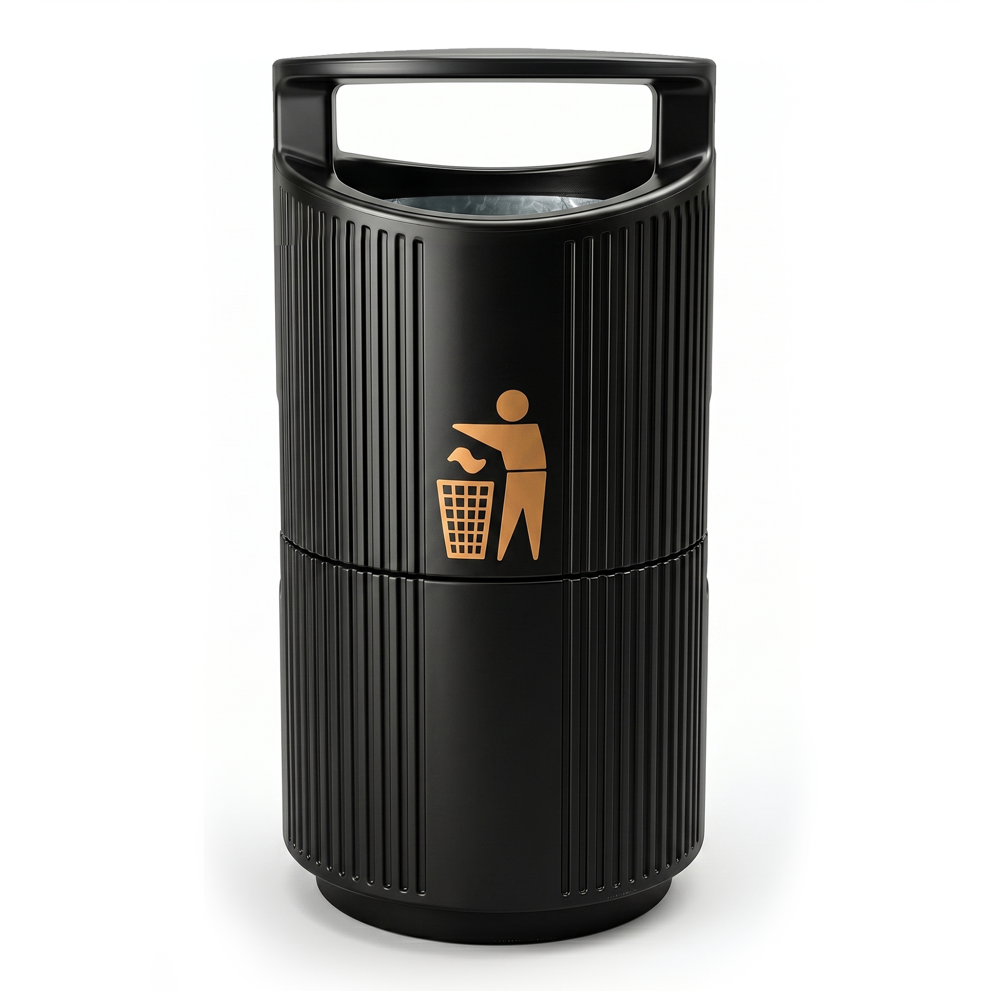 94 litre outdoor litter bin with lockable hooded lid and steel liner