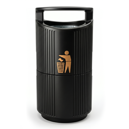 94 litre outdoor litter bin with lockable hooded lid and steel liner