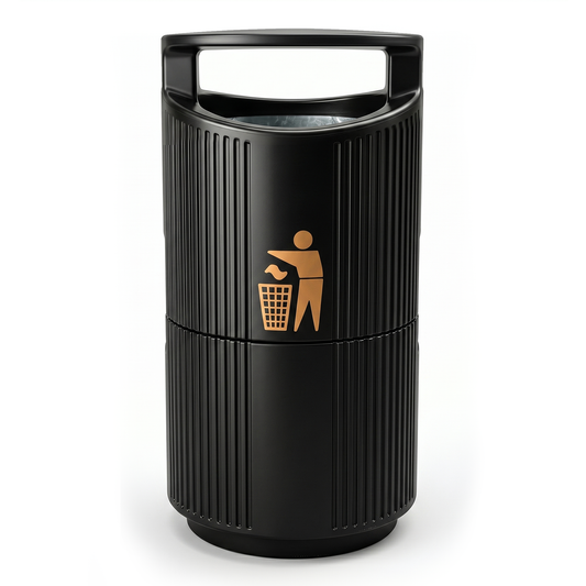 94 litre outdoor litter bin with lockable hooded lid and steel liner