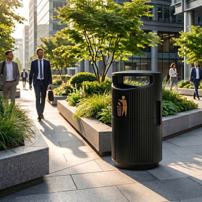 Professional outdoor litter bin dimensions and capacity information
