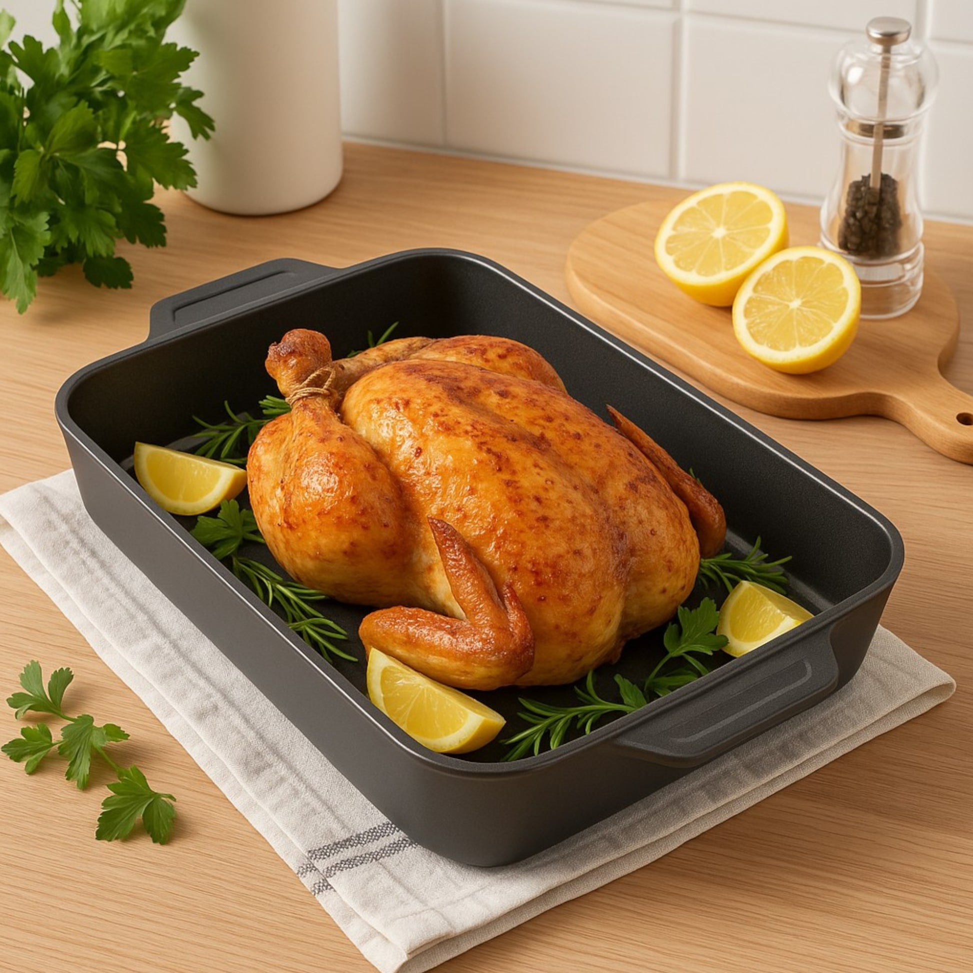 Cast Iron Griddle Roasting Tray – 32cm x 26cm - Premium Kitchen from Samuel Groves - Just £39.99! Shop now at Chabrias Ltd