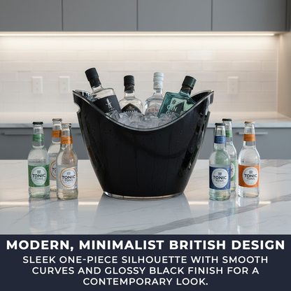 8 Litre Black Acrylic Ice Bucket – Large Drinks & Champagne Tub with Carry Handles - Premium  from Chabrias Ltd - Just £23.99! Shop now at Chabrias Ltd