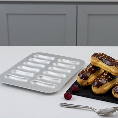 Silver Anodised Eclair Tin – 12 Hole – Made in England - Premium Kitchen from Mermaid - Just £24.99! Shop now at Chabrias Ltd