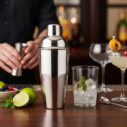 750ml Stainless Steel Cocktail Shaker with Built-in Strainer – Professional 3-Piece Bar TooL - Premium Kitchen from Chabrias Ltd - Just £7.99! Shop now at Chabrias Ltd