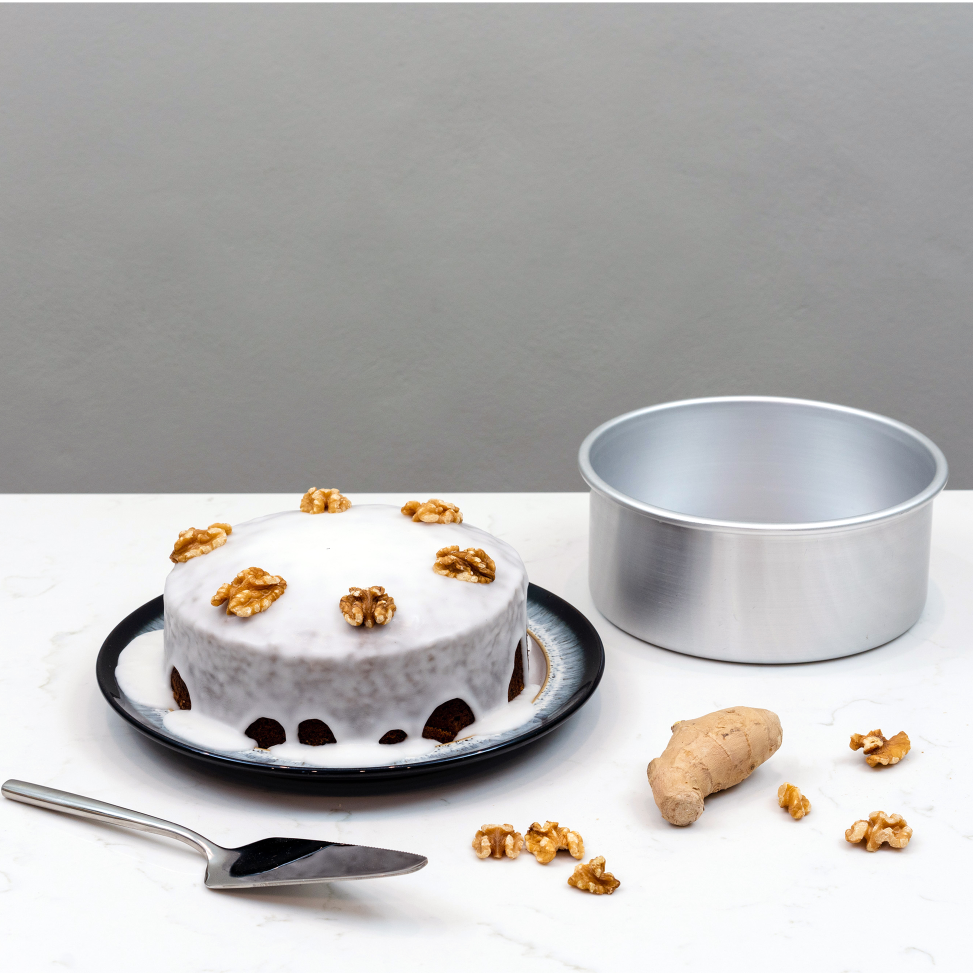 Silver Anodised Cake Tray – 6" – Fixed Base – Made in England - Premium Home from Mermaid - Just £21.99! Shop now at Chabrias Ltd