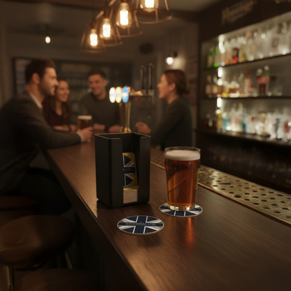 Sleek Black Napkin & Coaster Holder – Modern Bar Caddy – UK Made - Premium Barware from Chabrias Ltd - Just £7.99! Shop now at Chabrias Ltd
