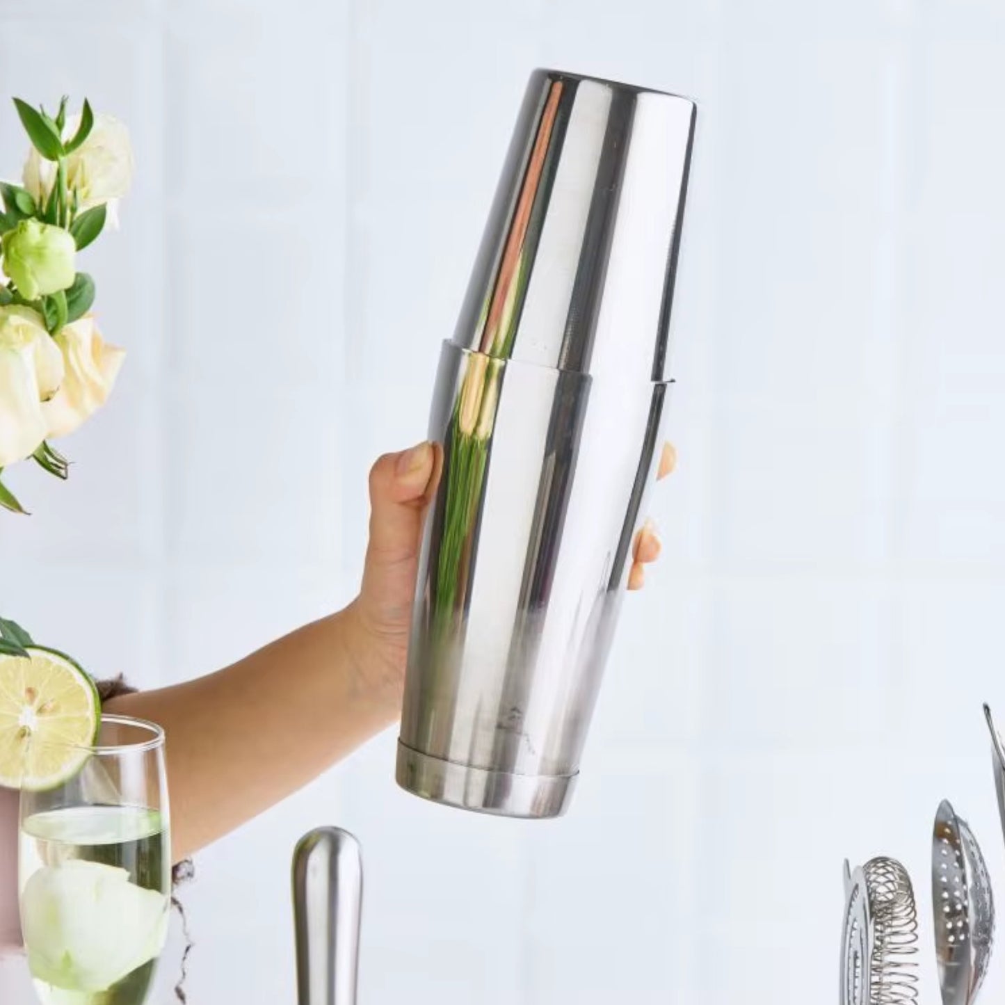 Boston Shaker with Weighted Base – Stainless Steel Professional Cocktail Shaker - Premium Kitchen from Chabrias Ltd - Just £7.99! Shop now at Chabrias Ltd