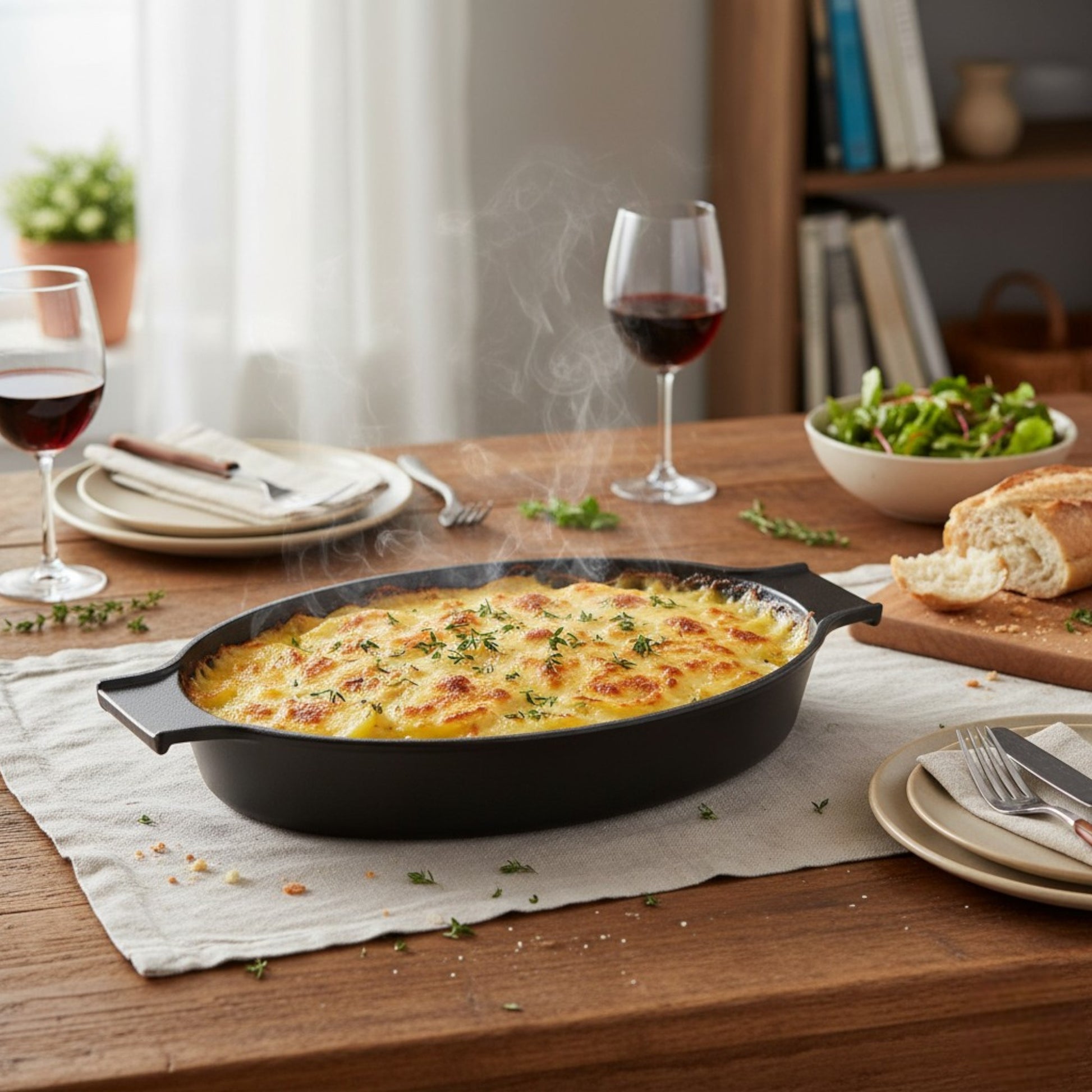 Enamel Cast Iron Roasting Gratin Dish, 30 x 23cm - Premium Kitchen from Chabrias Ltd - Just £39.99! Shop now at Chabrias Ltd