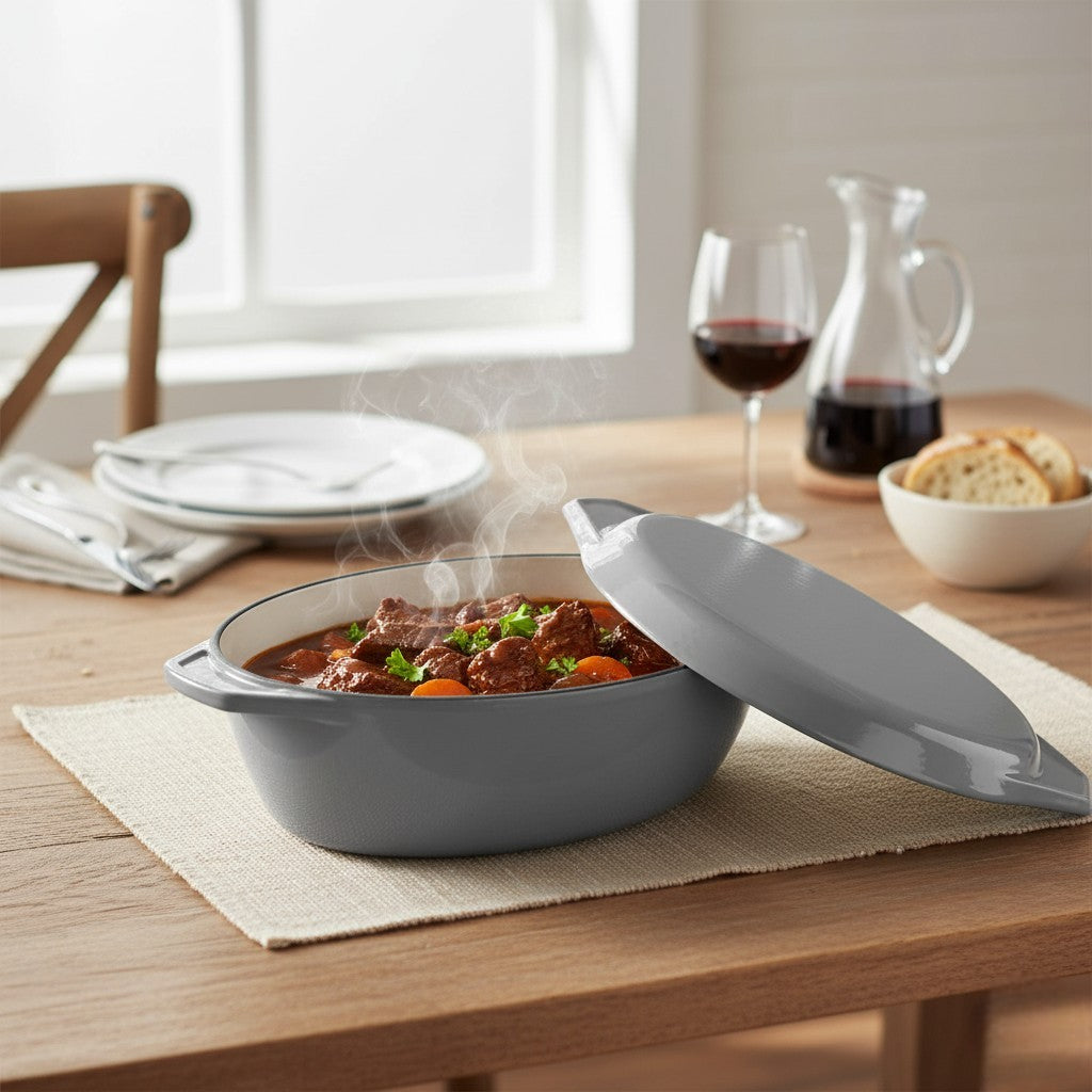 Samuel Groves Enamel Cast Iron Oval Casserole Dish with Lid – 32.5cm / 4.6 Litre - Premium Kitchen from Chabrias Ltd - Just £74.99! Shop now at Chabrias Ltd