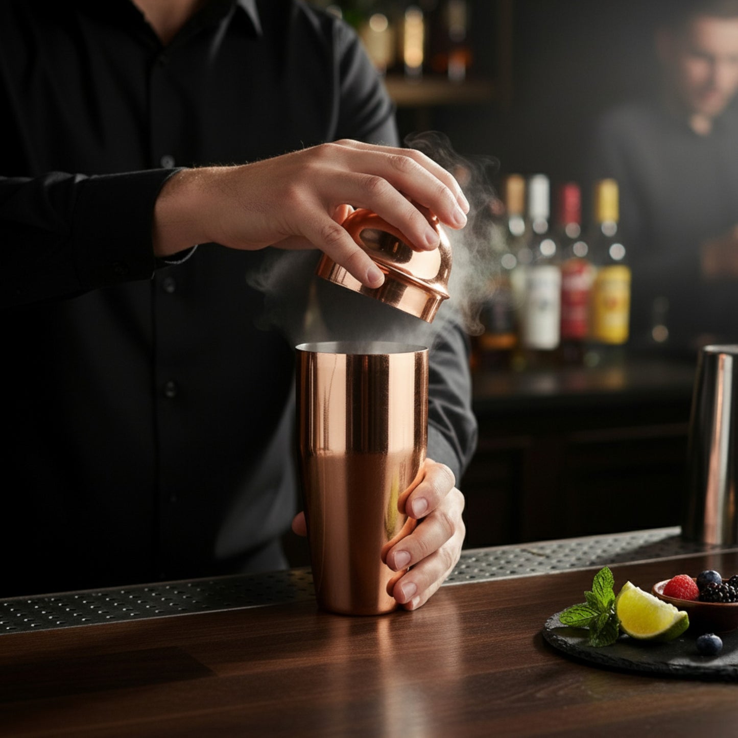 750ml Copper Plated Cocktail Shaker with Built-in Strainer – Professional 3-Piece Bar Tool - Premium Kitchen from Chabrias Ltd - Just £7.99! Shop now at Chabrias Ltd