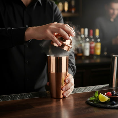 750ml Copper Plated Cocktail Shaker with Built-in Strainer – Professional 3-Piece Bar Tool - Premium Kitchen from Chabrias Ltd - Just £7.99! Shop now at Chabrias Ltd