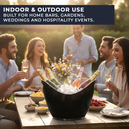 8 Litre Black Acrylic Ice Bucket – Large Drinks & Champagne Tub with Carry Handles - Premium  from Chabrias Ltd - Just £23.99! Shop now at Chabrias Ltd