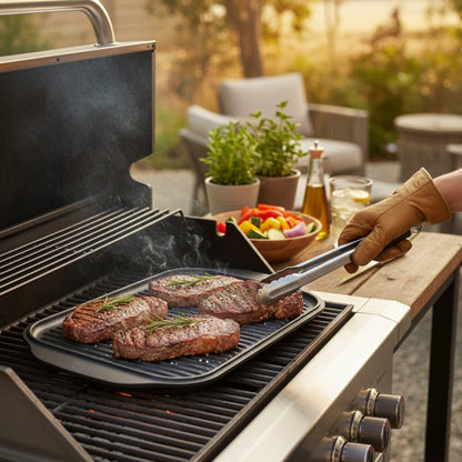 Professional Cast Iron Reversible Griddle Tray – 48cm x 26cm - Premium Kitchen from Chabrias Ltd - Just £33.99! Shop now at Chabrias Ltd