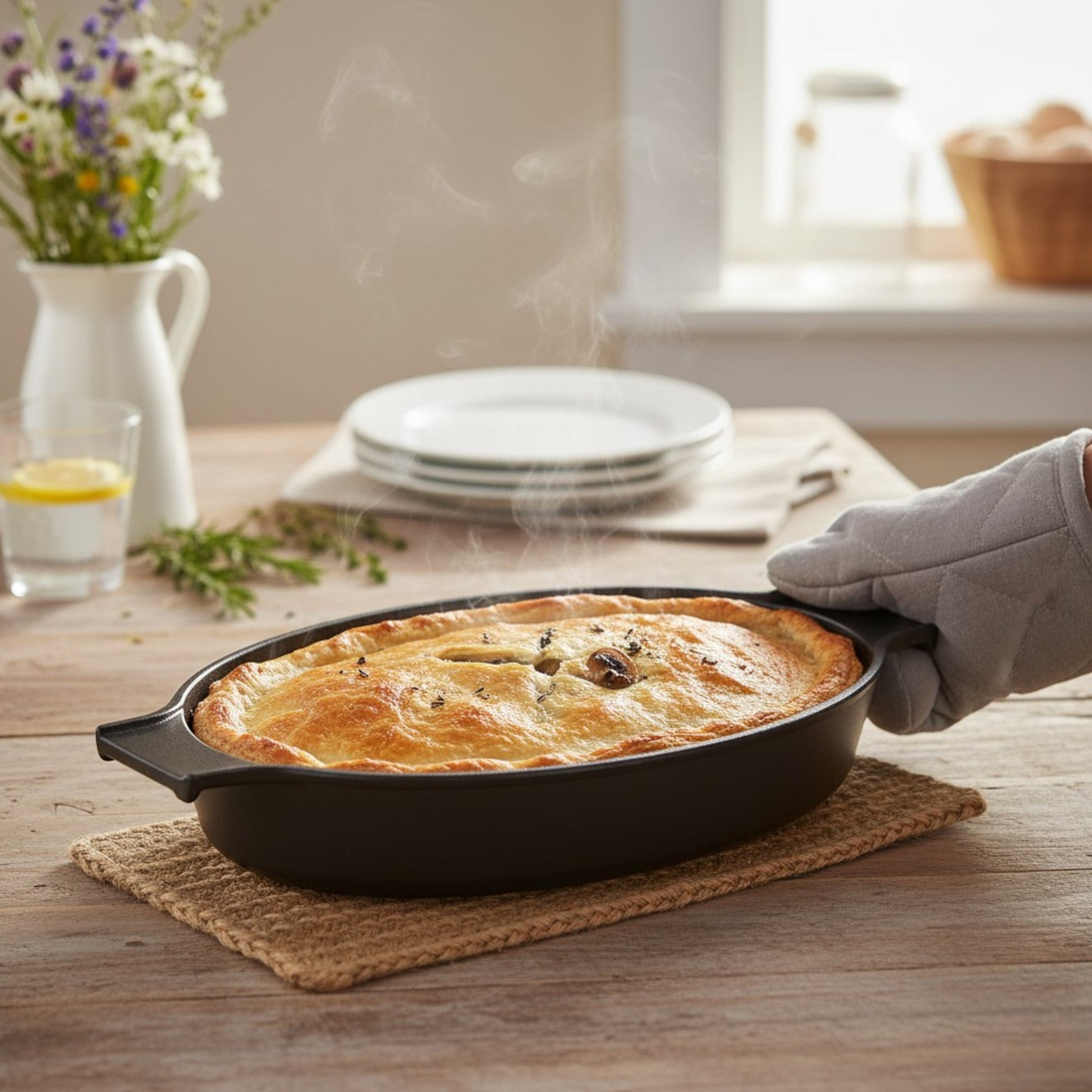 Enamel Cast Iron Roasting Gratin Dish, 30 x 23cm - Premium Kitchen from Chabrias Ltd - Just £39.99! Shop now at Chabrias Ltd