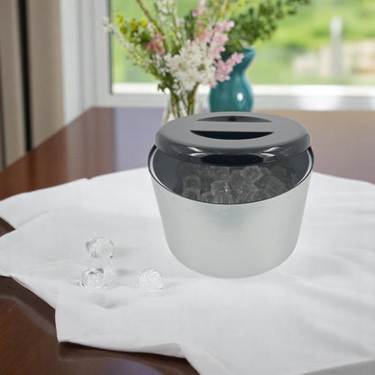 10 Litre Plastic Ice Bucket With Lid & Removable Draining Liner Brushed Aluminium - Premium Home from Chabrias Ltd - Just £18.99! Shop now at Chabrias Ltd