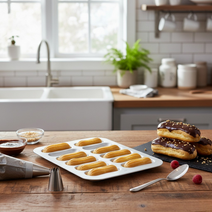 Silver Anodised Eclair Tin – 12 Hole – Made in England - Premium Kitchen from Mermaid - Just £24.99! Shop now at Chabrias Ltd
