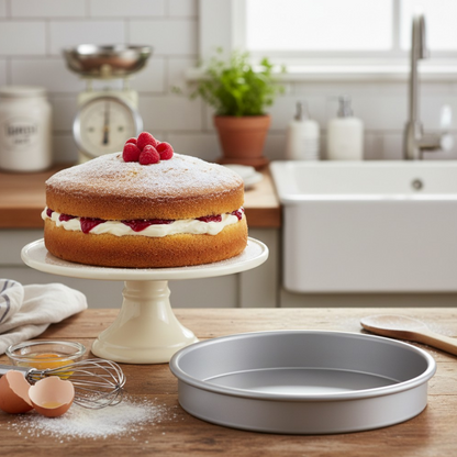 Silver Anodised Sandwich Tin – 8" – Fixed Base – Made in England - Premium Bakeware from Chabrias Ltd - Just £19.99! Shop now at Chabrias Ltd