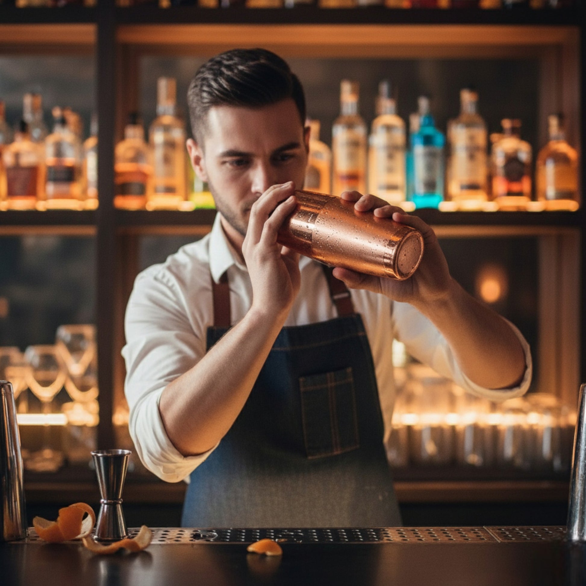 750ml Copper Plated Cocktail Shaker with Built-in Strainer – Professional 3-Piece Bar Tool - Premium Kitchen from Chabrias Ltd - Just £7.99! Shop now at Chabrias Ltd