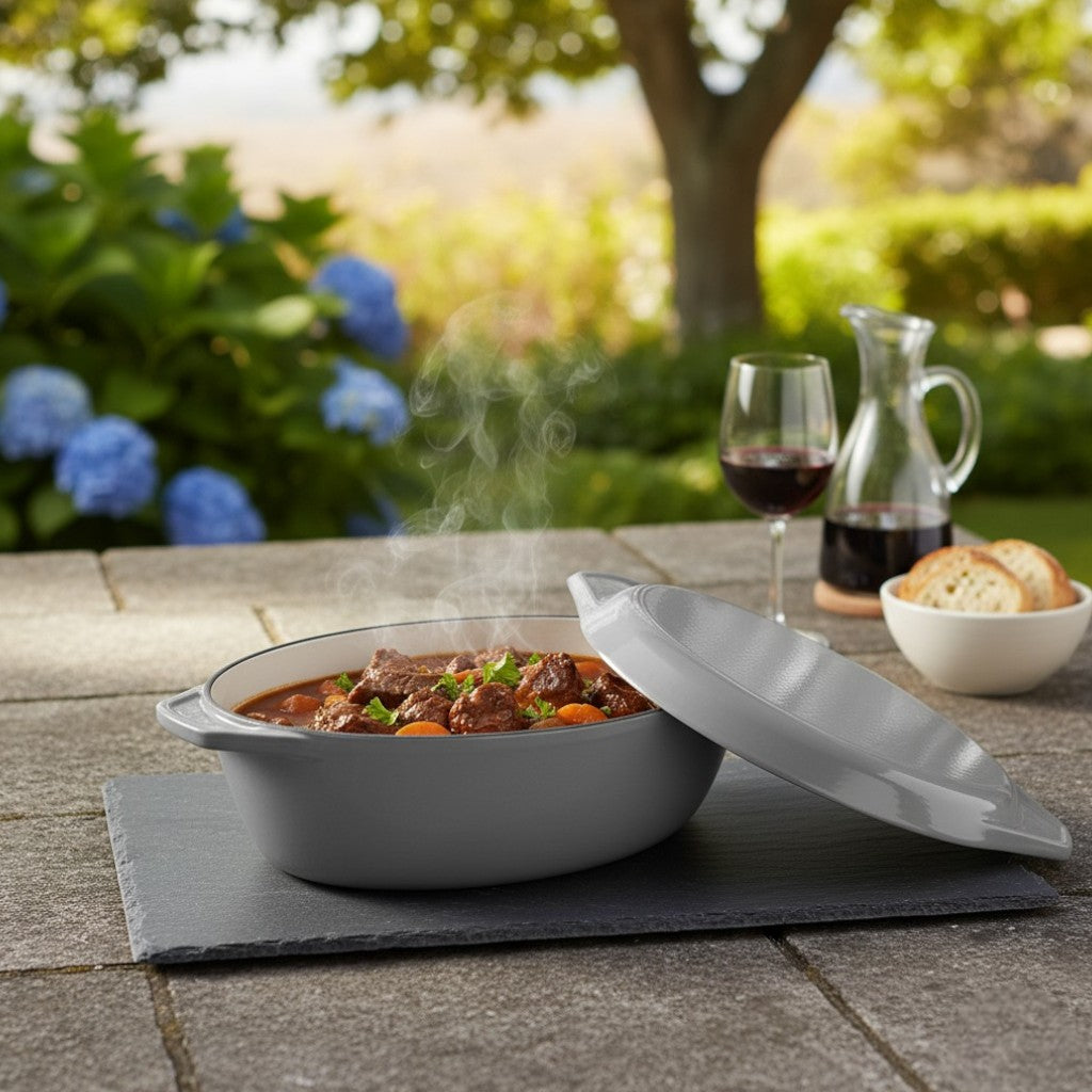 Samuel Groves Enamel Cast Iron Oval Casserole Dish with Lid – 32.5cm / 4.6 Litre - Premium Kitchen from Chabrias Ltd - Just £74.99! Shop now at Chabrias Ltd