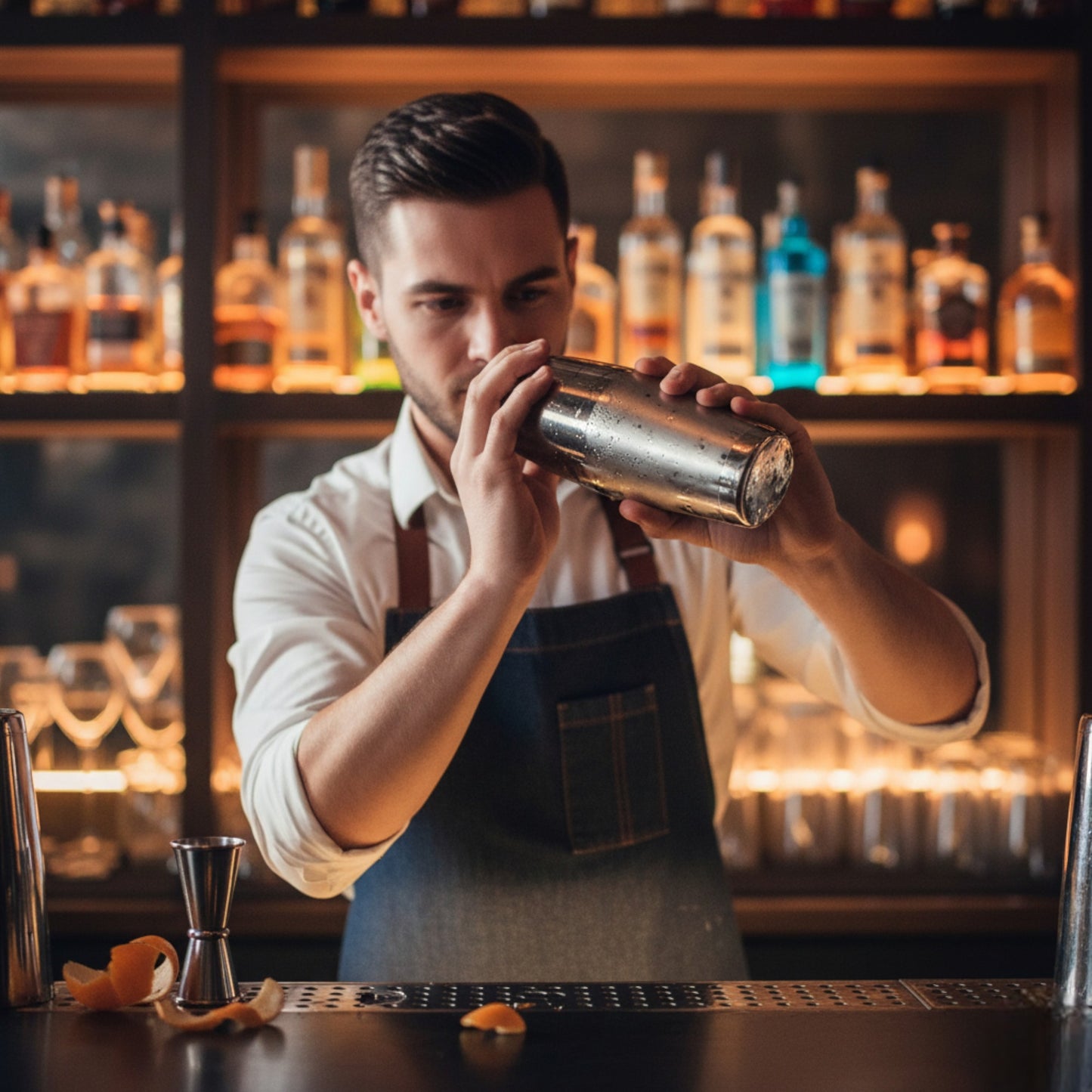 750ml Stainless Steel Cocktail Shaker with Built-in Strainer – Professional 3-Piece Bar TooL - Premium Kitchen from Chabrias Ltd - Just £7.99! Shop now at Chabrias Ltd