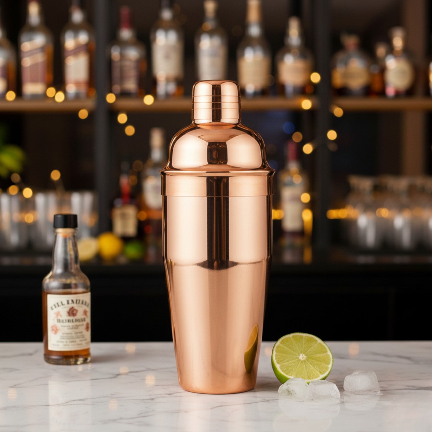 750ml Copper Plated Cocktail Shaker with Built-in Strainer – Professional 3-Piece Bar Tool - Premium Kitchen from Chabrias Ltd - Just £7.99! Shop now at Chabrias Ltd
