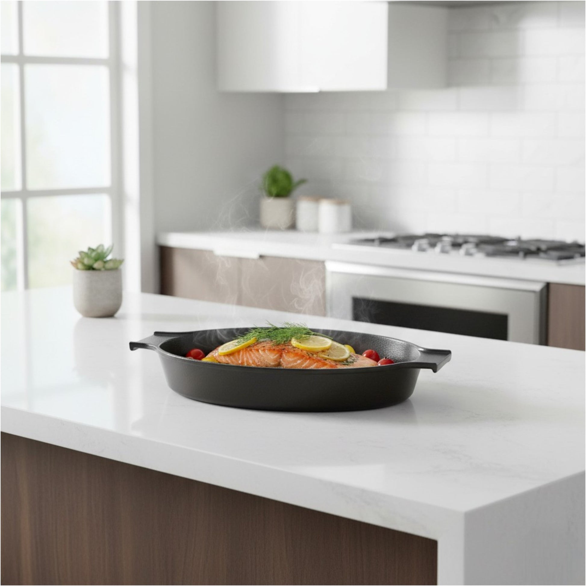 Enamel Cast Iron Roasting Gratin Dish, 30 x 23cm - Premium Kitchen from Chabrias Ltd - Just £39.99! Shop now at Chabrias Ltd