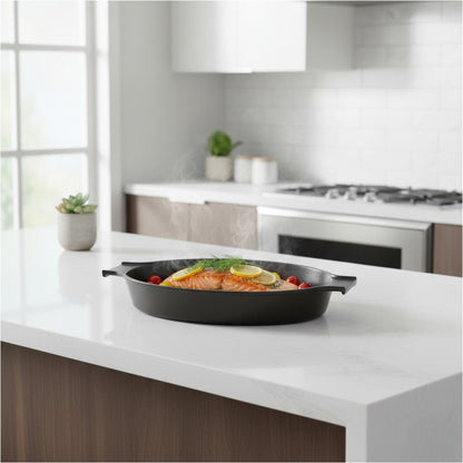 Enamel Cast Iron Roasting Gratin Dish, 30 x 23cm - Premium Kitchen from Chabrias Ltd - Just £39.99! Shop now at Chabrias Ltd