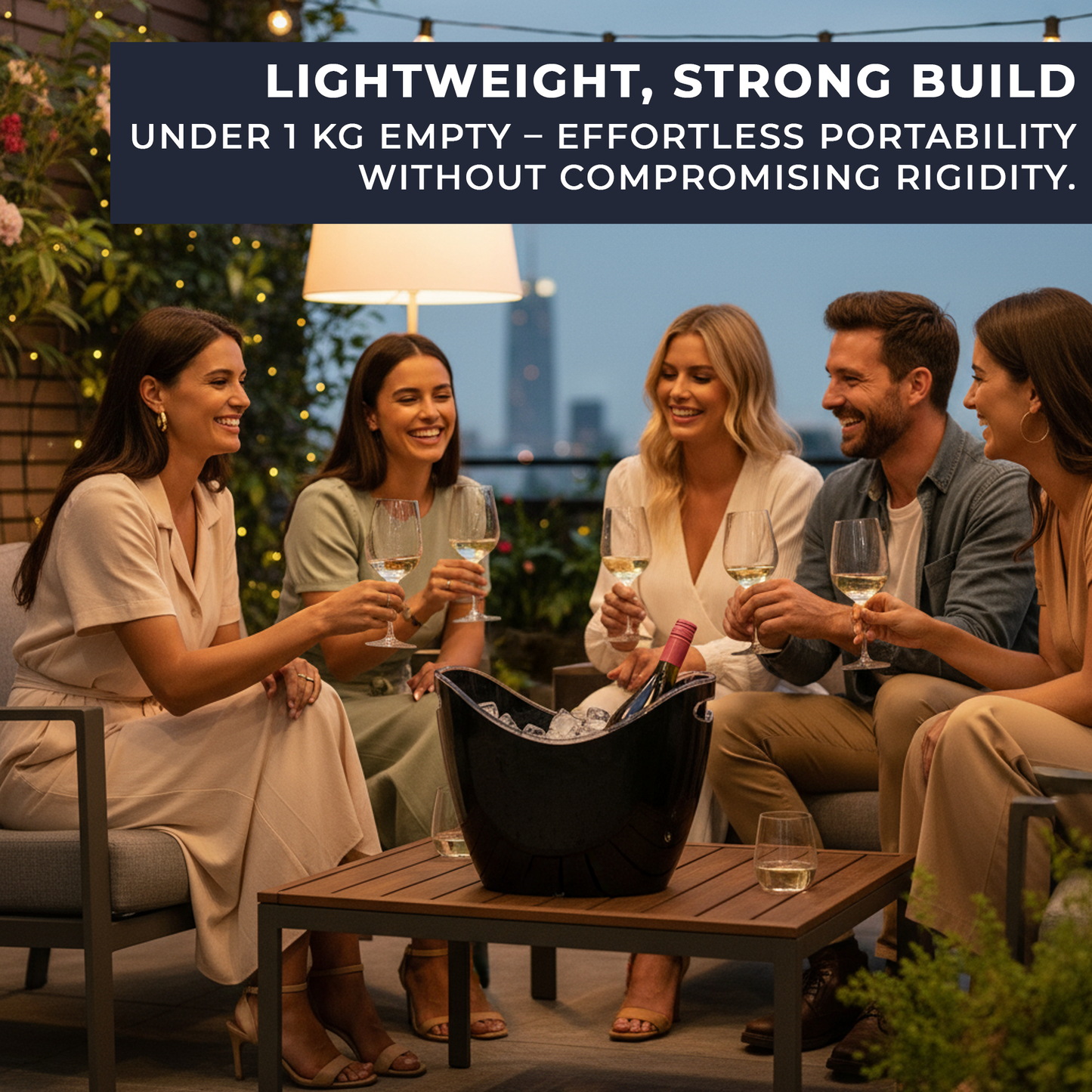 8 Litre Black Acrylic Ice Bucket – Large Drinks & Champagne Tub with Carry Handles - Premium  from Chabrias Ltd - Just £23.99! Shop now at Chabrias Ltd