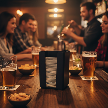 Sleek Black Napkin & Coaster Holder – Modern Bar Caddy – UK Made - Premium Barware from Chabrias Ltd - Just £7.99! Shop now at Chabrias Ltd