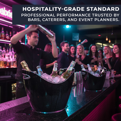 8 Litre Black Acrylic Ice Bucket – Large Drinks & Champagne Tub with Carry Handles - Premium  from Chabrias Ltd - Just £23.99! Shop now at Chabrias Ltd