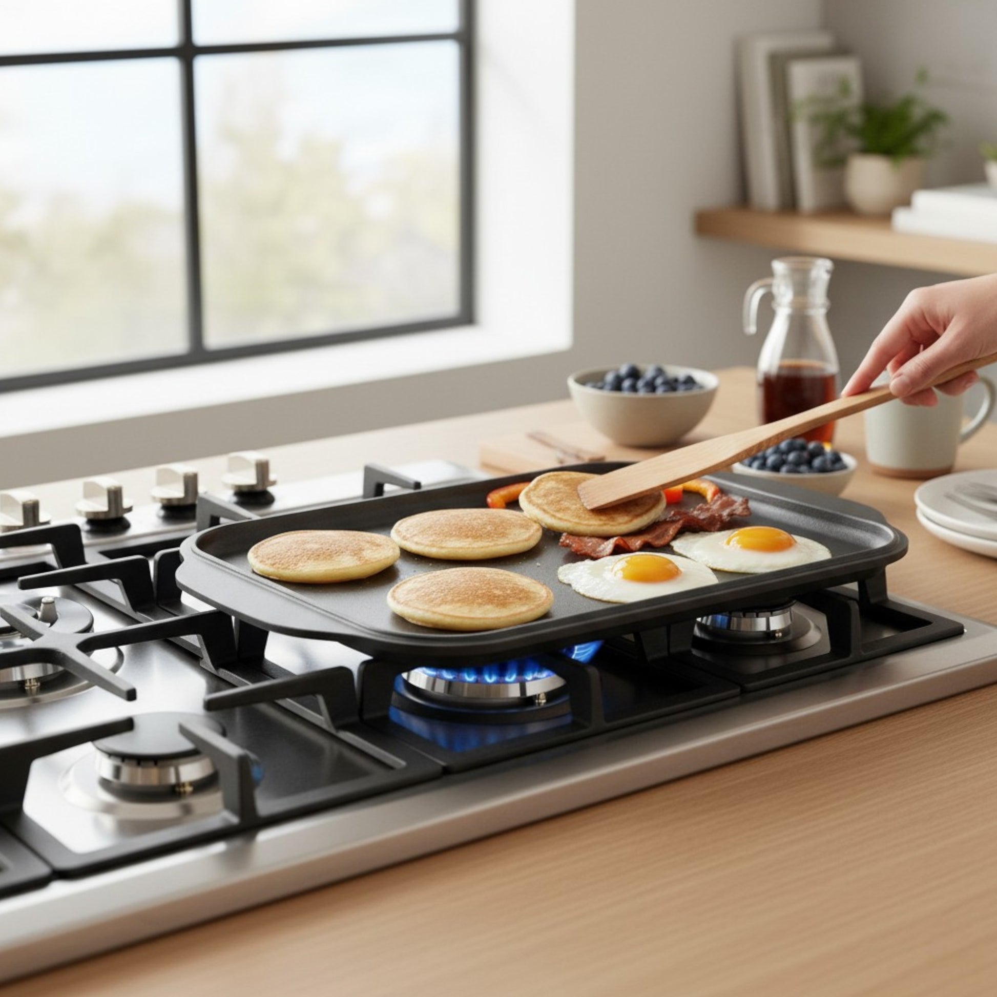 Professional Cast Iron Reversible Griddle Tray – 48cm x 26cm - Premium Kitchen from Chabrias Ltd - Just £33.99! Shop now at Chabrias Ltd