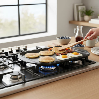 Professional Cast Iron Reversible Griddle Tray – 48cm x 26cm - Premium Kitchen from Chabrias Ltd - Just £33.99! Shop now at Chabrias Ltd