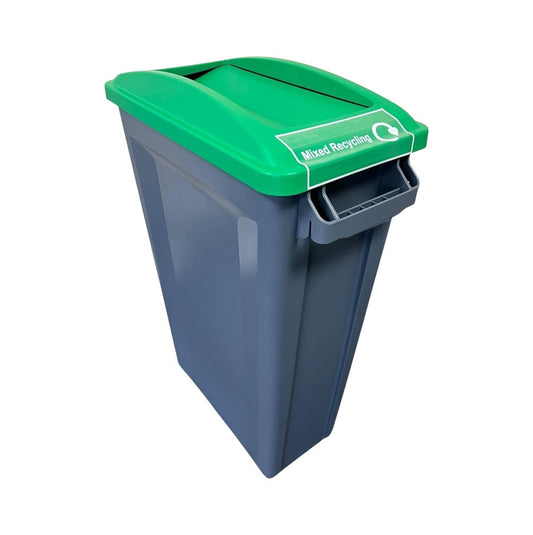 60 Litre Slim Bin, Grey Base & Green Swing Lid - Premium Recycling Bin from Chabrias Ltd - Just £74.99! Shop now at Chabrias Ltd