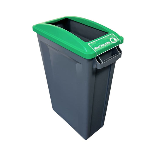 60 Litre Slim Bin, Grey Base & Green Open Lid - Premium Recycling Bin from Chabrias Ltd - Just £74.99! Shop now at Chabrias Ltd