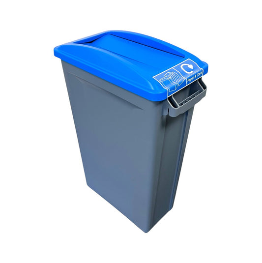 60 Litre Slim Bin, Grey Base & Blue Swing Lid - Premium Recycling Bin from Chabrias Ltd - Just £74.99! Shop now at Chabrias Ltd