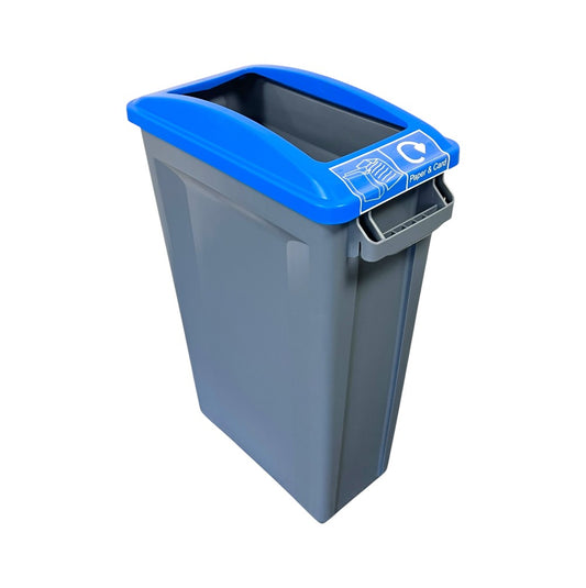 60 Litre Slim Bin, Grey Base & Blue Open Lid - Premium Recycling Bin from Chabrias Ltd - Just £74.99! Shop now at Chabrias Ltd