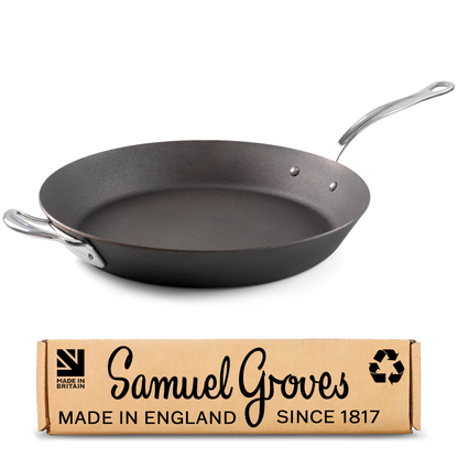 Samuel Groves 35cm seasoned carbon steel frying pan made in England