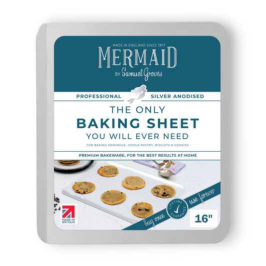 Silver Anodised Aluminium Baking Sheet – 16" – Made in England - Premium Bakeware from Chabrias Ltd - Just £37.99! Shop now at Chabrias Ltd