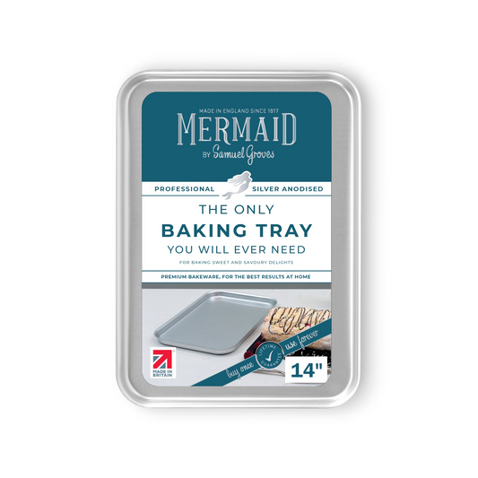 Silver Anodised Aluminium Baking Tray – 14" – Made in England - Premium Kitchen from Mermaid - Just £30.99! Shop now at Chabrias Ltd
